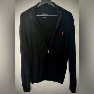 Polo Ralph Lauren Black Full Zip Cotton Sweater (Sz. M)